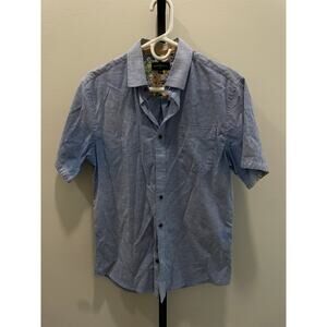 Rue Saint Patrick Short Sleeve Shirt Mens Small Blue Chambray Easy Care Stretch